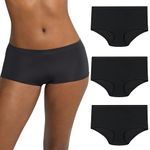 Maidenform Women's Barely There Boyshort Panties, Full-Coverage Underwear, Seamless, 3-Pack, Black/Black/Black, XX-Large