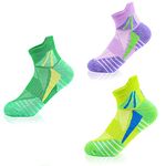 VFAMAN Running Socks for Women, Anti-Blister & Sweat-Wicking, Trainer, Light Weight, Athletic (3 Pairs,Green,Blue,Purple, UK4-7)