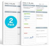 Dunwell Daily Planning Pad - 2 Pack Undated Daily Planner Pad, 54 Tear-Off Pages (5.5x8.5"), Daily To Do List Scheduler, Time Blocked Task Planner Notepad, Gray