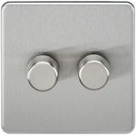 Knightsbridge SF2182BC 2G Dimmer, Brushed Chrome