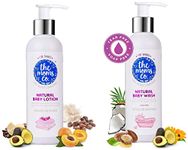 The Moms Co Natural Baby Lotion (200 ml) & Tear-Free Natural Baby Wash with Calendula, Avocado Oils and USDA-Certified Organic Oil