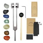 Tuning Fork with Chakra Crystals and Healing Stones Set - Weighted 136.1 hz OM Tuning Forks for Healing Chakra Set - Sound Healing Instruments for Energy, Meditation & Relaxation