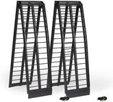 Titan Ramps 10ft HD Arched ATV/UTV Loading Ramps, Pair Black Aluminum Folding Serrated Crossbars for Excellent Traction, Rated 800 LB per Ramp, All Terrain Portable, Safety Straps Included