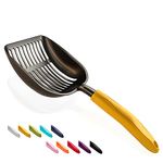 WePet Cat Litter Scoop Full Metal Stainless Steel - Litter Scooper, Long Handle Cat Scooper with Holder, Poop Sifting, Pooper Lifter, Kitty Pet Sifter Durable, Heavy Duty Neater Litterbox Scoop Yellow