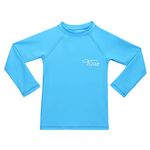 TIZAX Girls Long Sleeve Rash Vest Kids Sun Protection Swimming Shirts Children Rash Guard Quick Drying Blue 9-10 Years