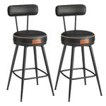 VASAGLE EKHO Collection - 360° Swivel Bar Stools Set of 2, Counter Bar Chairs with Backs, Synthetic Leather with Stitching, Mid-Century Modern, 65 cm Tall, Kitchen Home Bar, Ink Black LBC089B88