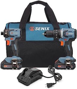 SENIX X2 20 Volt Max* 2-Piece Cordless Power Tool Kit with Battery Powered 1/2-Inch Hammer Drill Driver and 1/4-Inch Impact Driver, Includes Soft Bag, 2 2.0 Ah Batteries & Charger (S2K2B2-02)