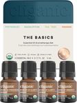 Cliganic USDA Organic Aromatherapy Essential Oils Set (Top 4), 100% Pure Natural - Peppermint, Eucalyptus, Tea Tree & Orange
