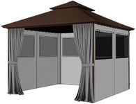 Homegroove Gazebo Universal Replacement Privacy Curtain, 12'x12' Gazebo Curtains Outdoor Waterproof, 4-Panels Sidewall Curtains with Zipper and Mesh Windows for Backyard, Garden, Yard