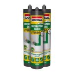 Soudal Turbo Decorators Caulk (3 Pack) - Fast-curing Paintable Flexible Anti-Crack Colourfast Interior Sealant and Filler (290ml) - White