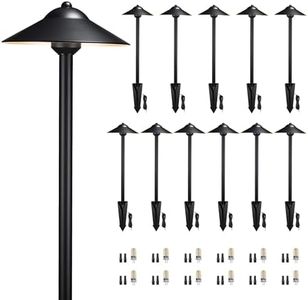 Gardenreet Brass Low Voltage Landscape Lighting - 12V LED Path Light IP65 Waterproof, Pathway Outside Lights for Yard Walkway Garden with 3W 2700K Warm White G4 Replaceable Bulb (12 Pack)