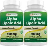 Best Naturals Alpha Lipoic Acid 600 mg 60 Capsules - ALA Powerful Antioxidant (60 Count (Pack of 2))