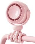 SWEETFULLMini Portable Pram Fan, 360° Rotate Baby Stroller Fan Clip on, 5-Speed Tripod Handheld Desk Cooling,Rechargeable with LED Display for Buggy, Car Seat, Crib,Travel Essentials (Pink)