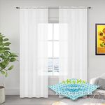 NHNHN Nano Material Coated Voile Sheer Curtains 2 Panles for Living Room Bedroom Kitchen Room Children's Room, 52" Wide x 84" Drop (W132 x H215cm, White)