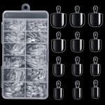 krofaue Kids Short Fake Nails with Handle - 240Pcs Soft Gel Press on Nails for Girls & Children for Easy DIY Clear Nail Tips Art, 12 Sizes Fingernail Decoration