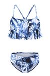 Girls Swimming Costume Kids Girl Two Piece Swimsuit Hawaiian Ruffle Swimwear Girls Bikini Age 9-10 Years