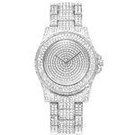 ManChDa Ladies Watches Luxury Iced Out Watch Stainless Steel Strap Watches for Woman Bling Bling Fashion Watch for Women Jewelry Crystal Diamond Analog Quartz Charm Bracelet Dress Wrist Watch Silver