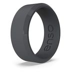 Enso Rings Bevel Classic Silicone Wedding Ring - Hypoallergenic Unisex Wedding Band - Comfortable Band for Active Lifestyle - 8mm Wide, 2.16mm Thick Slate Size: 12