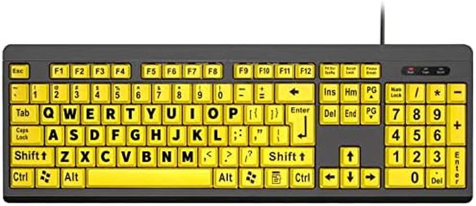 Adadmei Large Print Computer Keyboard, Wired USB High Contrast Keyboard, Oversized Big Letters Keyboard for Visually Impaired Low Vision Individuals, Seniors, Students, Computer Beginners