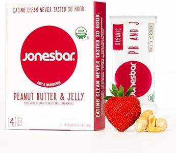 JONESBAR (Peanut Butter & Jelly, 4 Count (Pack of 1)), USDA Organic Fruit & Nut Bar, Non-GMO, Kosher, Vegan, Gluten Free, Simple Snack Bar
