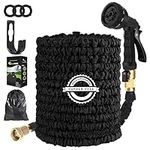 Expandable Garden Hose 50ft with 3/4 Solid Brass Fittings & 10 Function Spray Nozzle, Upgrade 4-Layer Latex Core Lightweight Flexible Water Hose, No Kink Anti-Leakage Retractable Gardening Hose