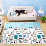 Kids Mandi Foldable Baby Play Mat, Double-Sided Design with Road Map and Vehicle Pattern, Large Size for Crawling and Playing