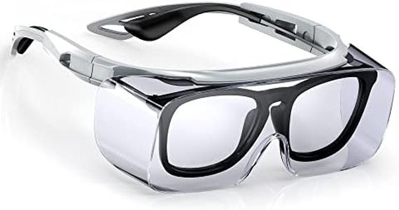 MORK&SUKY Safety Glasses Over Eyeglasses, Safety Goggles for Lab Nursing Work Woodworking Eye Protection Men Women.. (grey)