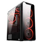 CiT Blaze Red PC Gaming Case Mid-Tower ATX - Tempered Glass, For Enhanced Gaming | Black