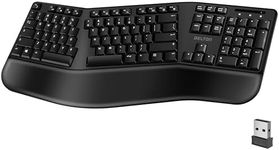 Delton Wireless Ergonomic Keyboard, 2.4G USB Dongle Full-Size Keyboard with Comfortable Wrist Rest, Quiet and Responsive 105 Keys with Full Numpad, Compatible with PC, Mac, and Smart Devices - Black