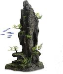 Aquarium Decorations, Large Aquarium Mountain View Stone Ornaments Rock Landscaping Tall Fish Tank Decor for Large Fish Tank Thematic Decoration - 14.4 Inches High (B)