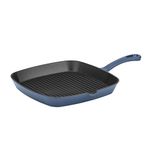 CUISINART CI30-23BG Chef's Classic Enameled Cast Iron 9-1/4" Square Grill Pan, Provencal Blue