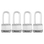 Master Lock M5XQLJCCSEN 2 Wide Magnum Laminated Steel Padlock, 3/8-Inch Diameter, Shackle Clearance, 4-Pack, 1-Inch Shackle