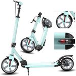 CUIOT Kick Scooter for Teens & Adults - Max Load 300 LBS, Foldable 9-inch Big Wheels Scooters with Kickstand, 5 Adjustable Levels & Dual Brakes, Triple Suspension, Steering Limit,G