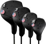 FRANKTECH Golf Club Covers, 4pcs or 1pc EVA Plastic Golf Head Covers for Driver Fairway Woods Hybrid, Driver Headcover with Pins, Fit All Right-Handed Golf Clubs, Easy On Off, Washable, Funny