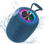 Portable Bluetooth Speaker, BT5.3 Wireless Speaker 20W Bass Diaphragms with Multi LED Light Dynamic Modes, IPX6 Waterproof 16H Playtime supports FM Mode, TF, USB for Home, Cycling, Outdoor, Beach