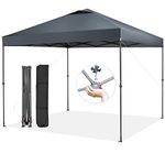 Tangkula 10x10 Ft Pop Up Canopy, 1 Person Set-up Instant Tent with Center Lock, Carry Bag, Rotatable Feet, 8 Stakes, 4 Ropes, Outdoor Canopy Tent for Beach, Camp, Patio, Market (Gray)