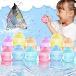 12Pcs Reusable Water Balloons With Mesh Bag Quick Fill Self Sealing Water Bombs for Water Fight Game Water Ball Leakproof Design Summer Toys Multicolor Pool Toys for Kids And Adults