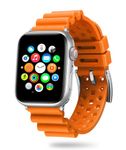 BINLUN Compatible with Apple Watch Bands Silicone - Soft Ventilated Supple Replacement Rubber Breathable Watch Strap 42mm 44mm 45mm 46mm Men Women for iWatch Series 10/9/8/7/6/5/4/3/2/1/SE/SE2(Orange)