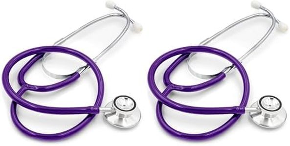 MABIS Stethoscope, Adult Dual Head to Listen to Sounds from Large Organs or Specific Areas of The Body with Large Diaphragm for High or Low Frequencies, 22 Inch Y Tubing, Purple (Pack of 2)