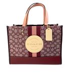 COACH Dempsey Carryall In Signature Jacquard With Stripe And COACH Patch Gold/Wine Multi, Im/Wine Multi