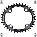 YBEKI 30T 32T 34T 36T 38T 40T 42T 44T 46T 48T 50T 52T Chainring 104BCD Round Oval Narrow Wide Single Bike Chainring for 8 9 10 11 Speed Mountain Bike Road Bike MTB BMX (black oval, 36T)