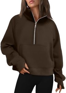 AUTOMET Womens Sweatshirts Half Zip Fleece Pullover Fall Outfits Coffee