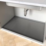 PoYang 34"x22" for Under Sink Mat: Silicone Under Sink Mats for Kitchen Waterproof, Kitchen Bathroom Sink Cabinet Protector Mat for Under Sink Liner, Under Sink Tray Prevent Drips Leaks, Grey