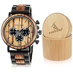 BOBO BIRD CP09 Wooden Mens Watch Top Brand Luxury Stylish Watch Wood & Stainless Steel Chronograph Military Quartz Watch Best Gift