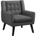 Yaheetech Living Room Chair, Button Tufted Tub Chairs with Thick Removable Seat Cushion, Linen Fabric Accent Chair for Bedroom Reading Nooks, Dark Grey