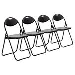 Harbour Housewares Padded Folding Chairs - Black - Pack of 4