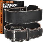 ProFitness Genuine Leather Tapered Workout Belt (4 Inches Wide) - Proper Weightlifting Form - Lower Back and Lumbar Support for CrossFit Exercises, Powerlifting Workouts (Small, Black/White)