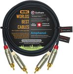 8 Foot RCA Cable Pair - Gotham GAC-4/1 (Black) Star-Quad Audio Interconnect Cable with Amphenol ACPR Die-Cast, Gold Plated RCA Connectors - Directional