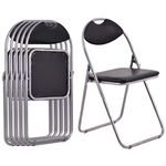 COSTWAY2/4/6 Pack Padded Folding Chair, Metal Frame Easy Storage Conference Chair with Sponge Seat, Backrest and Foot Pads, Hall Guest Seating for Bedrooms Office Events, 43x45x80cm (6)