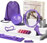 ElaraFit Home Pilates Ring and Ball Set for Women with 5 Resistance Bands 13 inch Magic Circle Workout Essentials Starter Kit for Beginners, Full Body Toning Shape Your Body with 15 Min Daily Routine